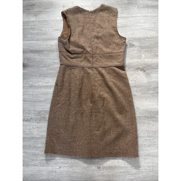 3758 Adam Adam Lippes Womens Brown Wool Silk V Neck Shift Dress 8 - Picture 7 of 8